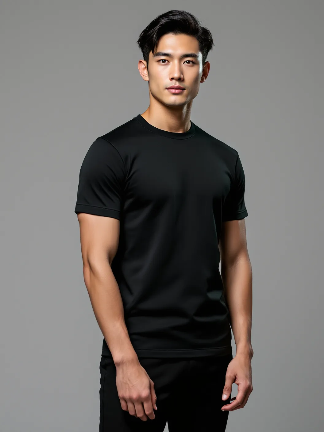 The Roan in Onyx, the men's performance shirt, three-quarter view